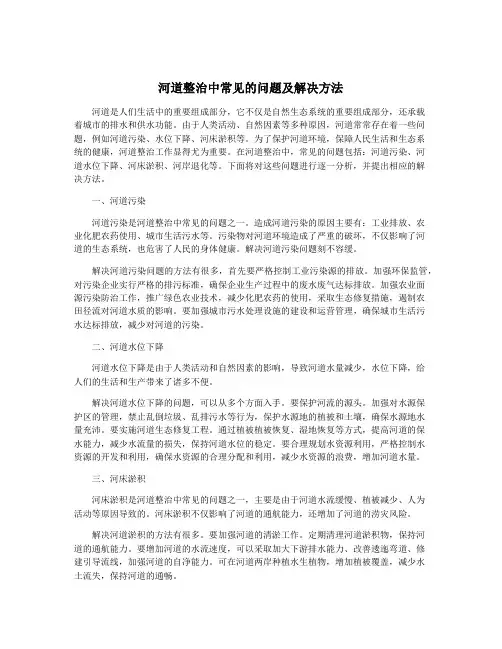 河道整治中常见的问题及解决方法