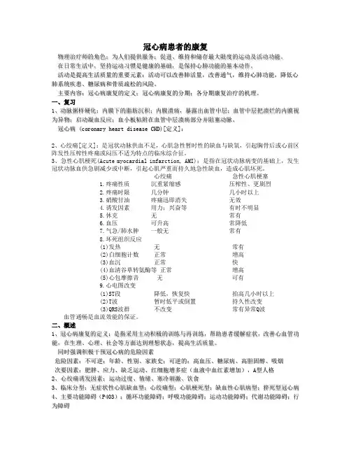 冠心病患者的康复