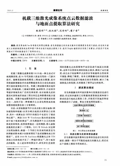 机载三维激光成像系统点云数据滤波与地面点提取算法研究