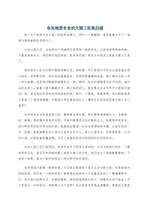 有关地质专业的大国工匠观后感