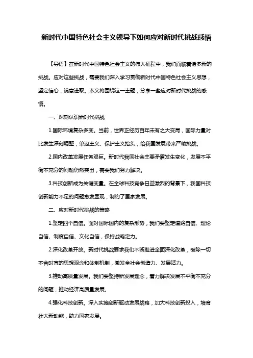 新时代中国特色社会主义领导下如何应对新时代挑战感悟