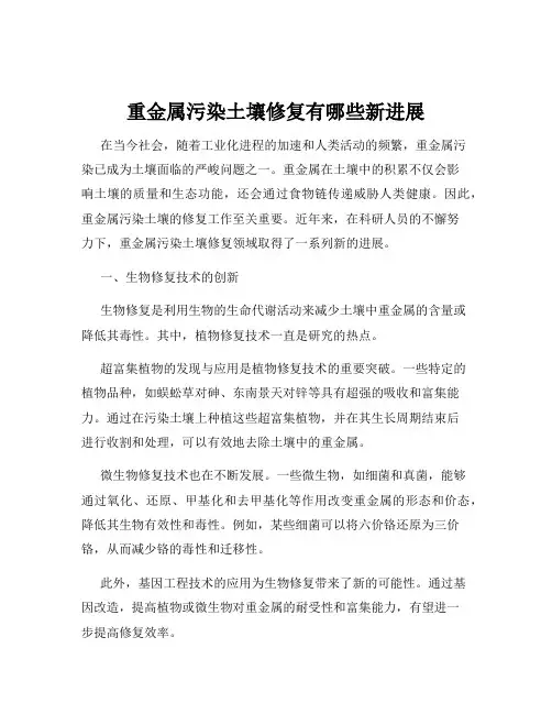 重金属污染土壤修复有哪些新进展