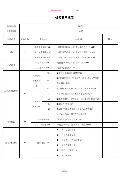 供应商考核表