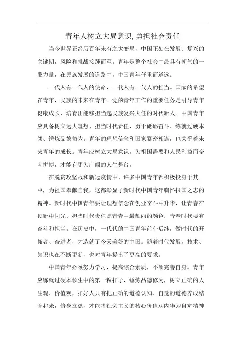 青年人树立大局意识,勇担社会责任
