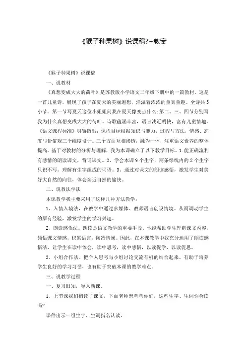 《猴子种果树》说课稿-+教案