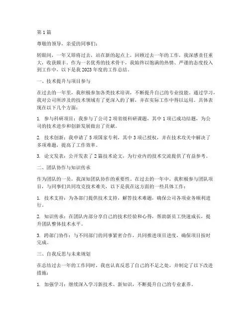 优秀技术骨干年度总结(3篇)