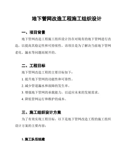 地下管网改造工程施工组织设计