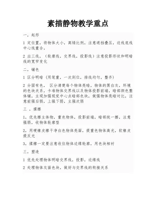 素描静物教学重点