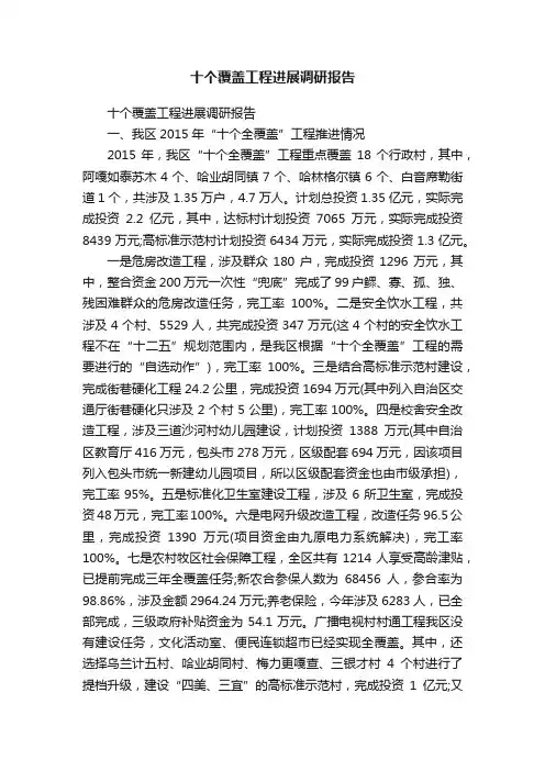 十个覆盖工程进展调研报告