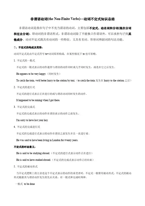 非谓语动词-动词不定式知识点总结