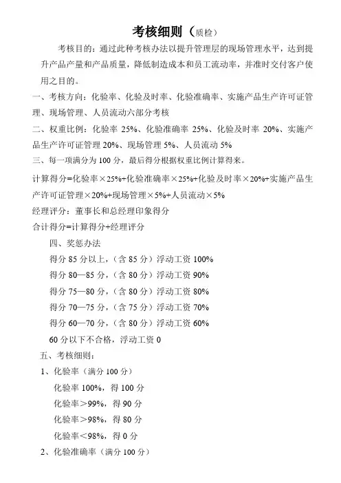 质检科考核细则