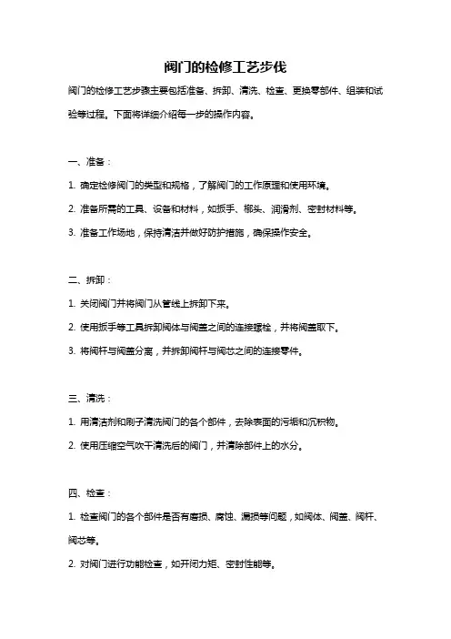 阀门的检修工艺步伐