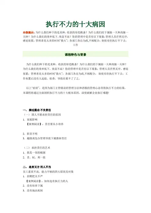 执行不力的十大病因