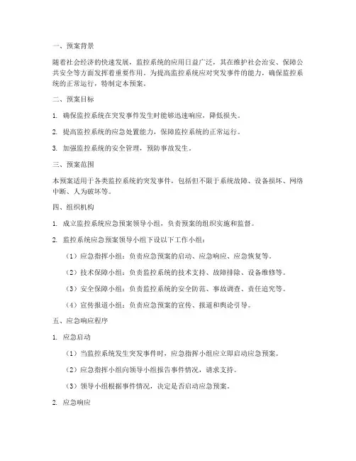 监控系统应急预案方案范文