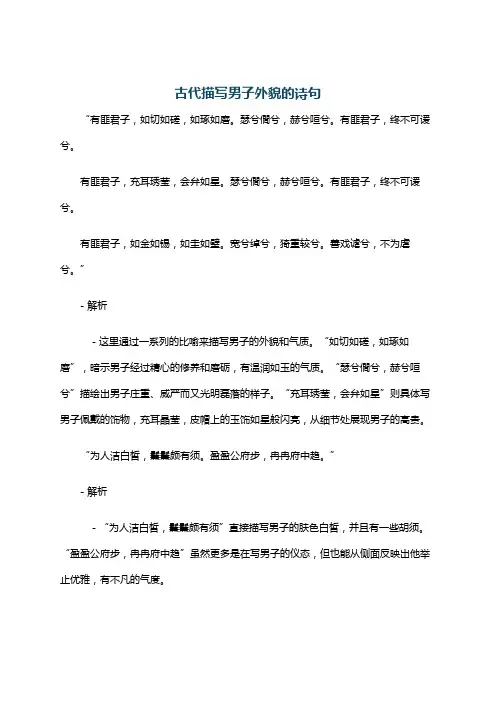 古代描写男子外貌的诗句