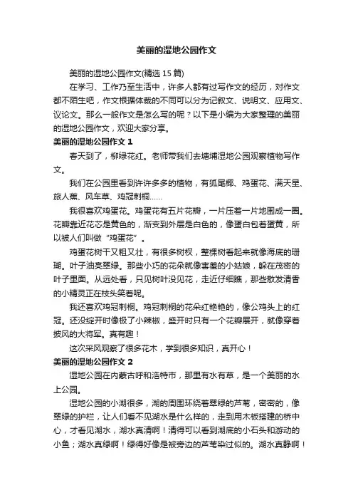 美丽的湿地公园作文（精选15篇）