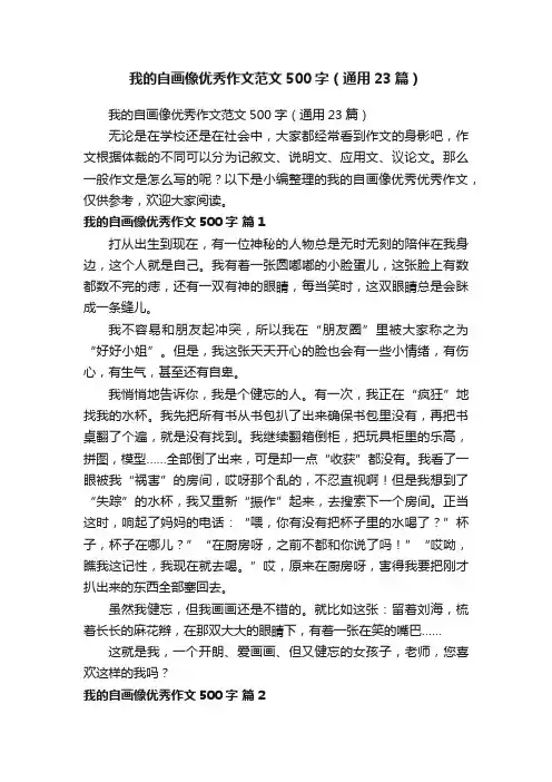 我的自画像优秀作文范文500字（通用23篇）