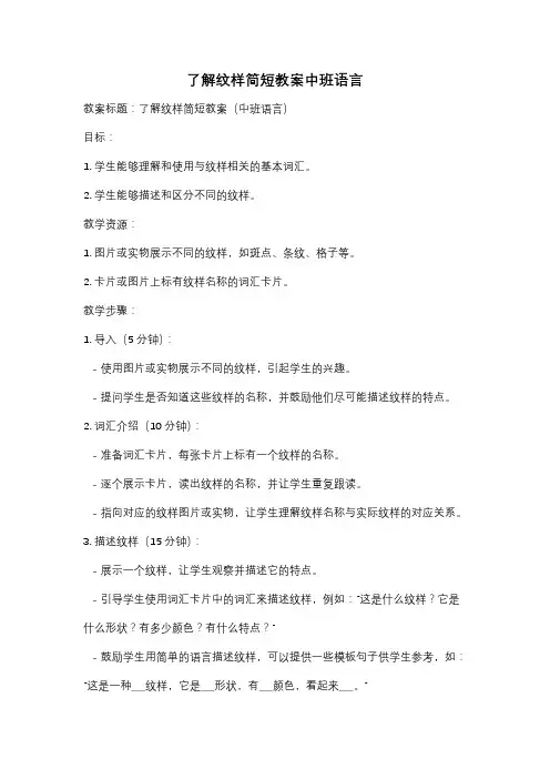 了解纹样简短教案中班语言