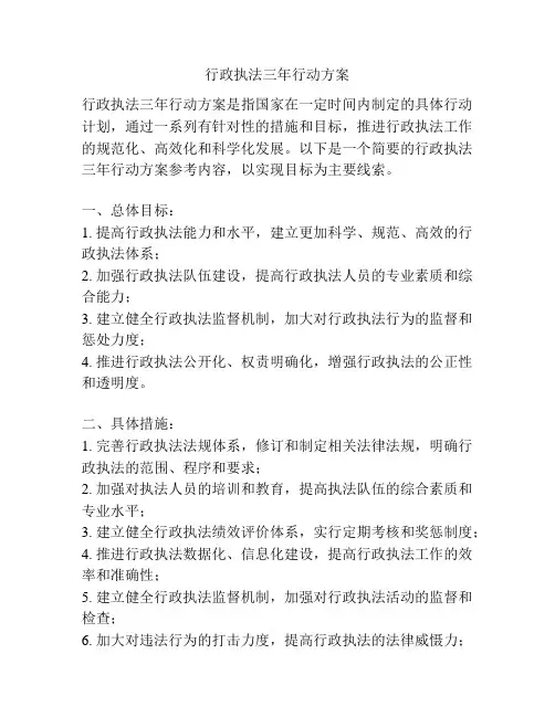 行政执法三年行动方案