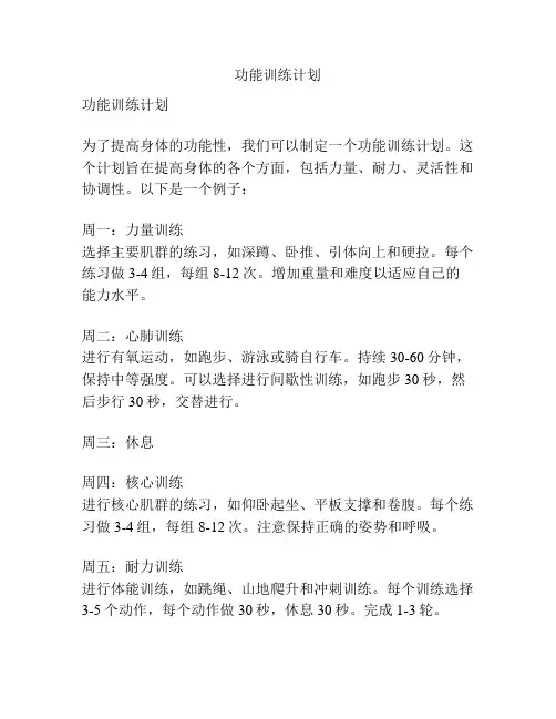 功能训练计划