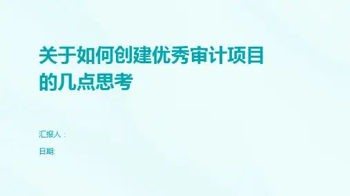 关于如何创建优秀审计项目的几点思考