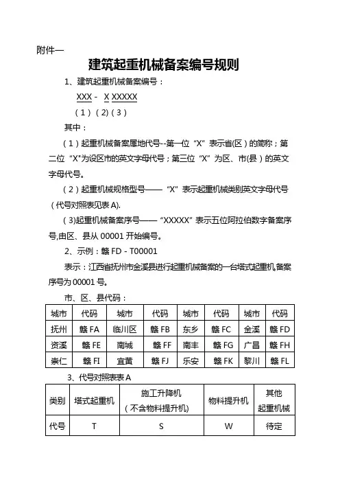 建筑起重机械备案编号规则