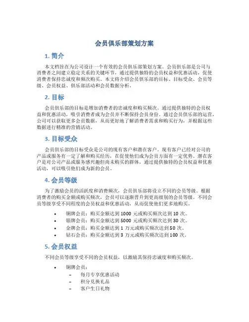 会员俱乐部策划方案