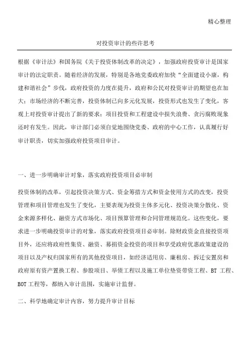 对投资审计的些许思考