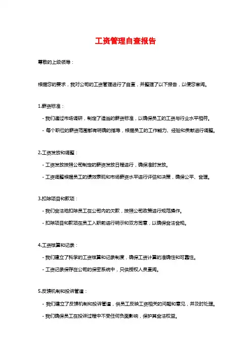 工资管理自查报告