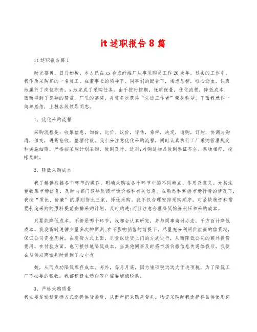 it述职报告8篇