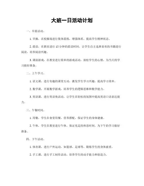大班一日活动计划