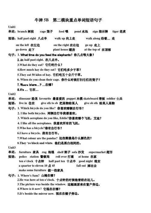 牛津5B  第二模块重点