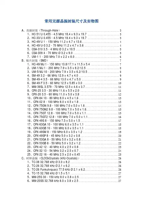 常用无源晶振封装尺寸及实物图.562