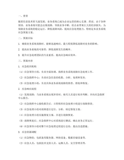 业务系统应急预案方案