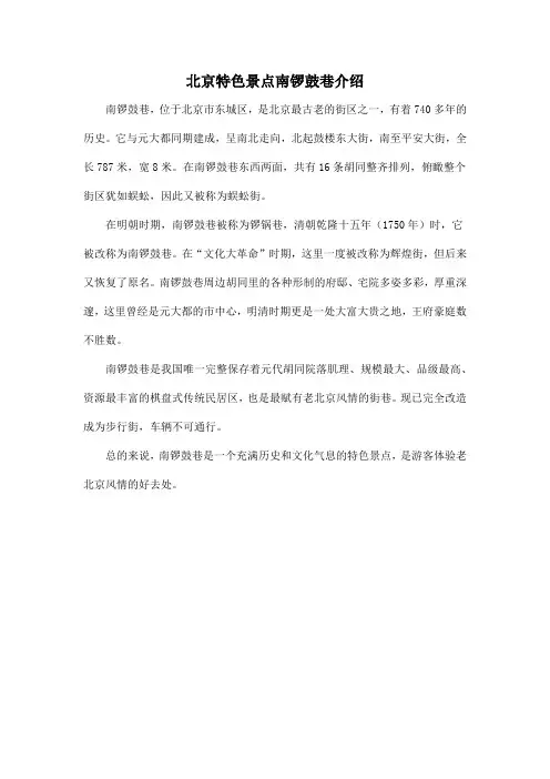 北京特色景点南锣鼓巷介绍