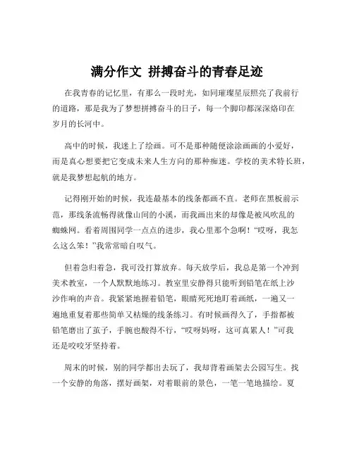 满分作文  拼搏奋斗的青春足迹