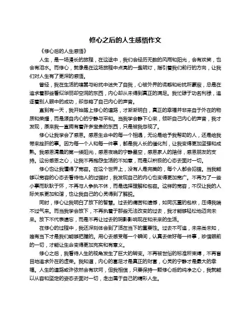 修心之后的人生感悟作文