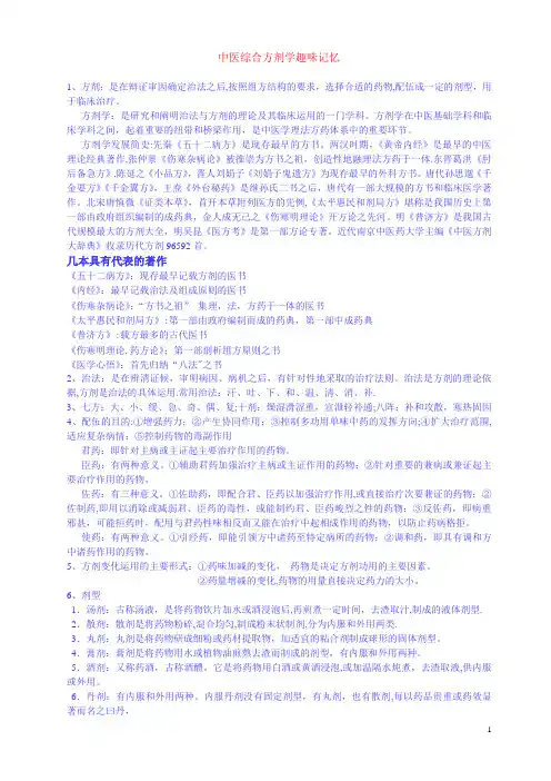 中医综合考研方剂学趣味记忆