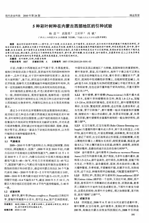 5种彩叶树种在内蒙古西部地区的引种试验