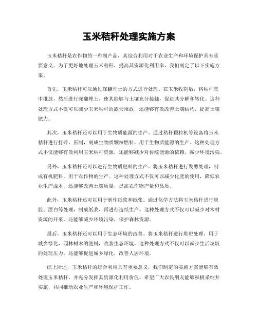 玉米秸秆处理实施方案