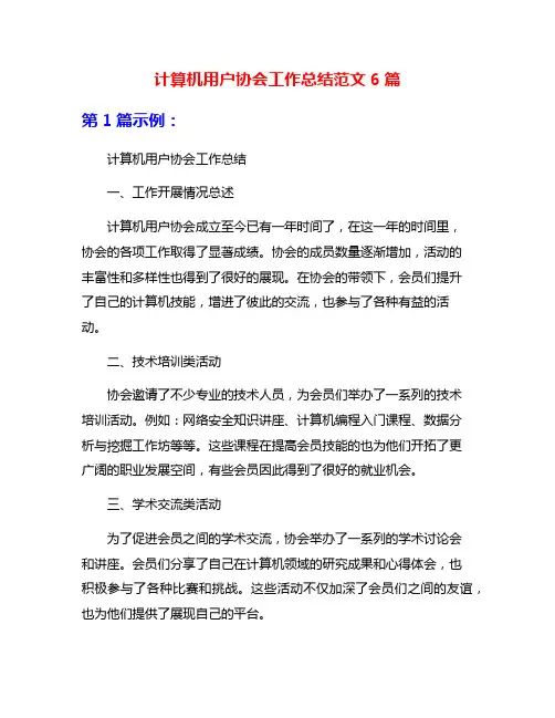 计算机用户协会工作总结范文6篇