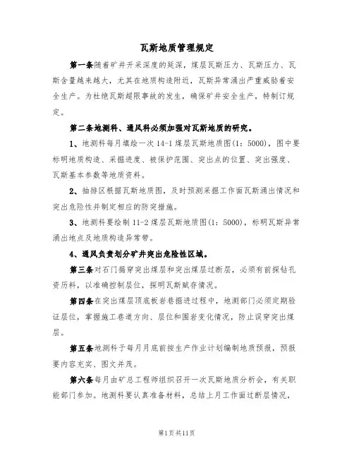 瓦斯地质管理规定（5篇）