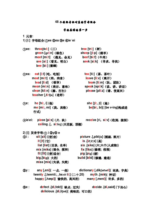 适合英语初学者的48个国际音标对应的字母组合,
