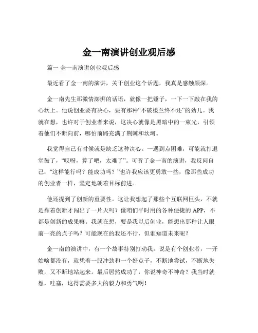 金一南演讲创业观后感