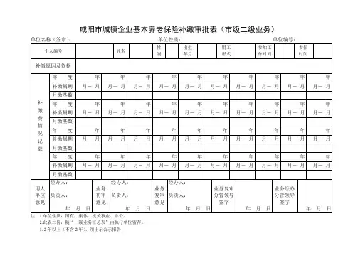 咸阳市城镇企业基本养老保险补缴审批表【模板】