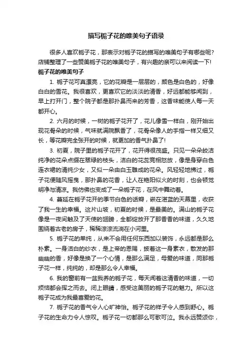描写栀子花的唯美句子语录