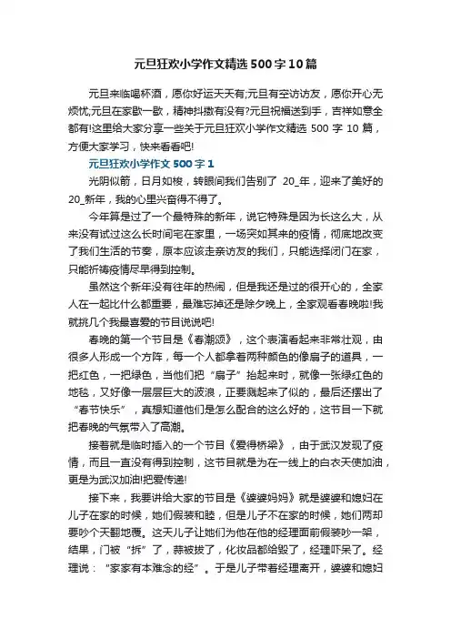 元旦狂欢小学作文精选500字10篇