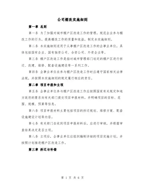 公司棚改实施细则（三篇）