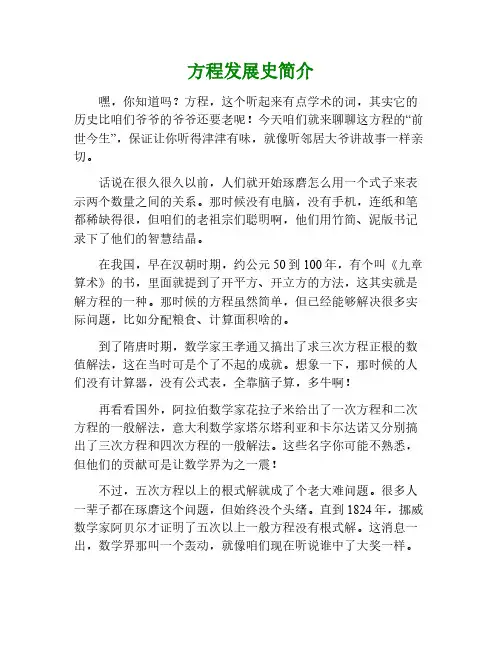 方程的发展史简介