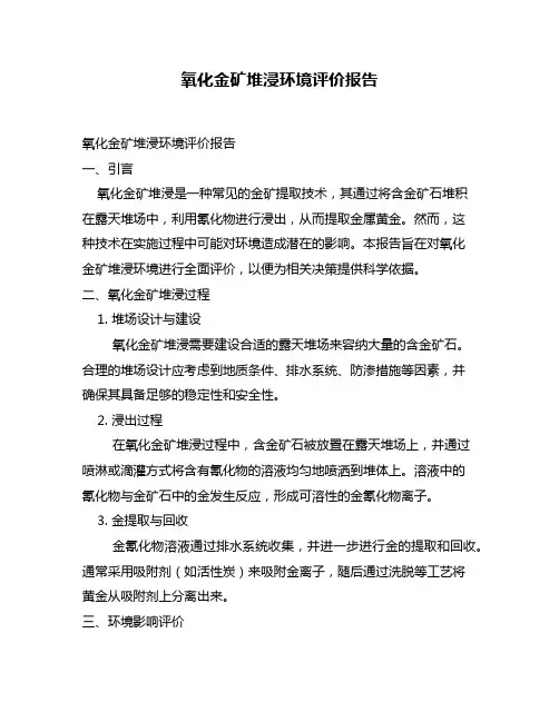 氧化金矿堆浸环境评价报告